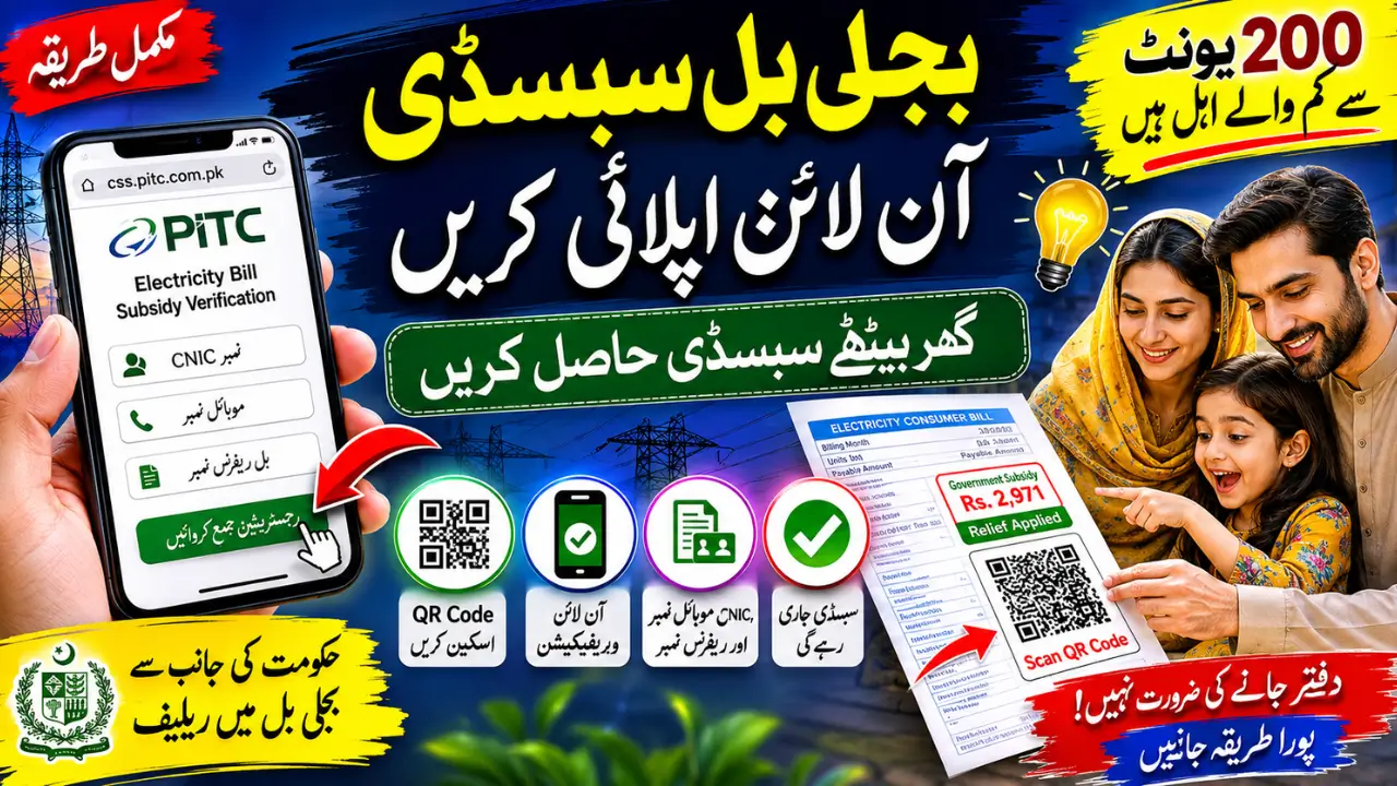 How to Apply for Electricity Bill Subsidy Online on css.pitc.com.pk